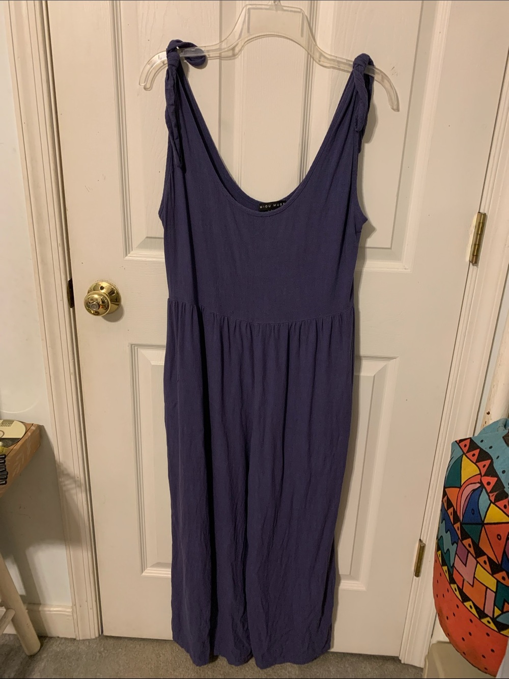 Miou Muse Linen Tie Shoulder
Jumpsuit Overalls  - size L